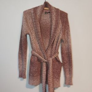 Pinkish purple ombre knit cardigan wrap sweater